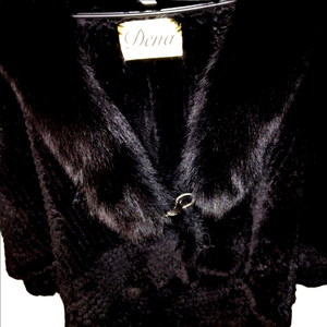 Dena- Women's Black Fur Coat Authentic Genuine Fox & Rex Rabbit 100%